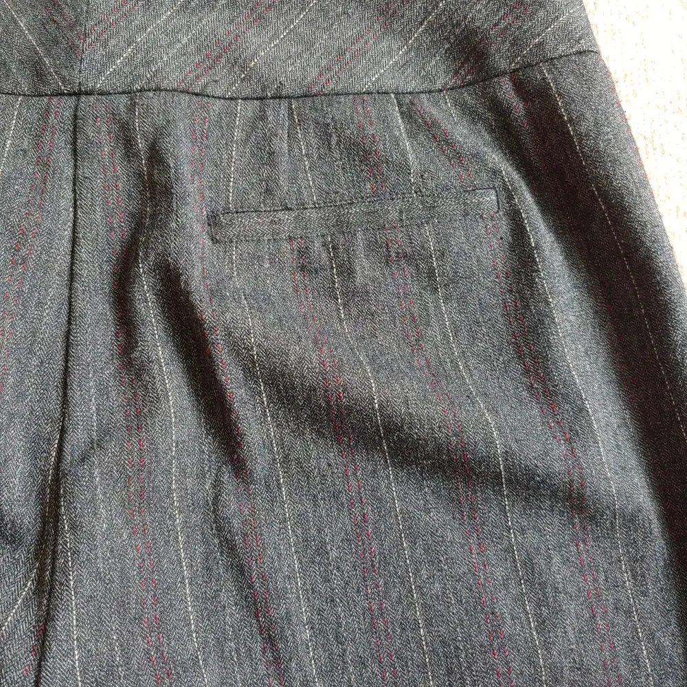 Chicos Wide Leg Dress Pants Womens Size 1.5 M 10 Gray Herringbone Striped Stret_5